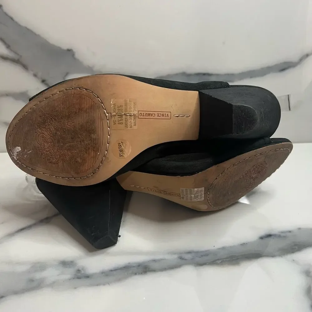 Vince Camuto | Women's Minimalist Black Nubuck Leather Edora Booties Sz 8.5 - Picture 8 of 8